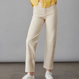 Anthropologie Pilcro High Rise Straight Leg Denim Jeans Cream Women's Size 27